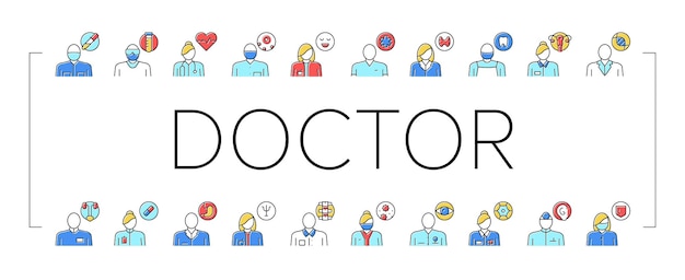 Los iconos de la colección de especialidades médicas establecen el vector de color