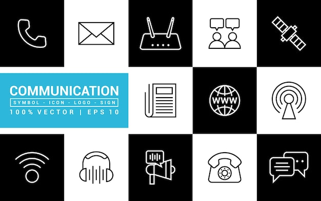 Iconos de colección de iconos de discusión de chat de comunicación vectoriales editables y redimensionables EPS 10