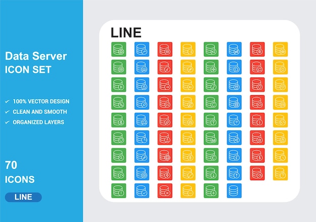 Iconos de color cuadrado de servidor de datos con fondo blanco Vector libre