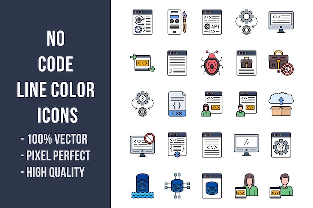 Sin iconos de color de línea de código