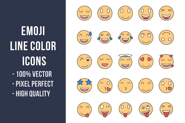 Iconos de color de línea Emoji