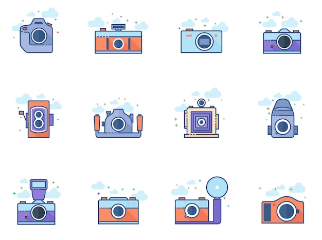 Iconos de color plano Cámaras