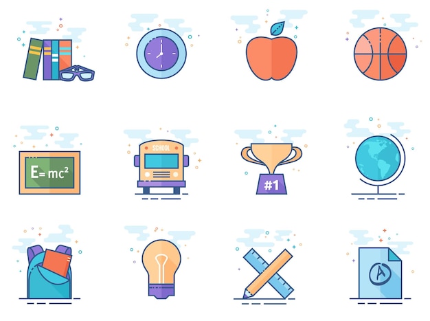 Iconos de color plano Escuela