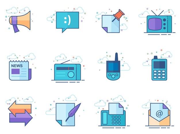 Iconos de color plano Más comunicación