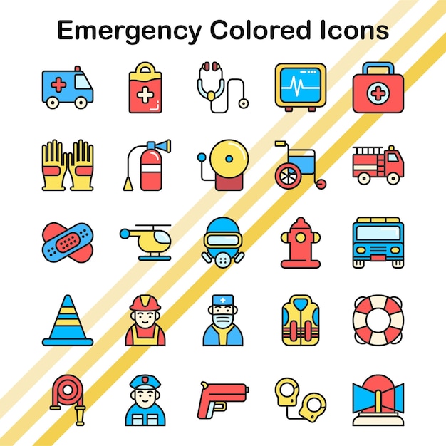 Iconos de colores de emergencia