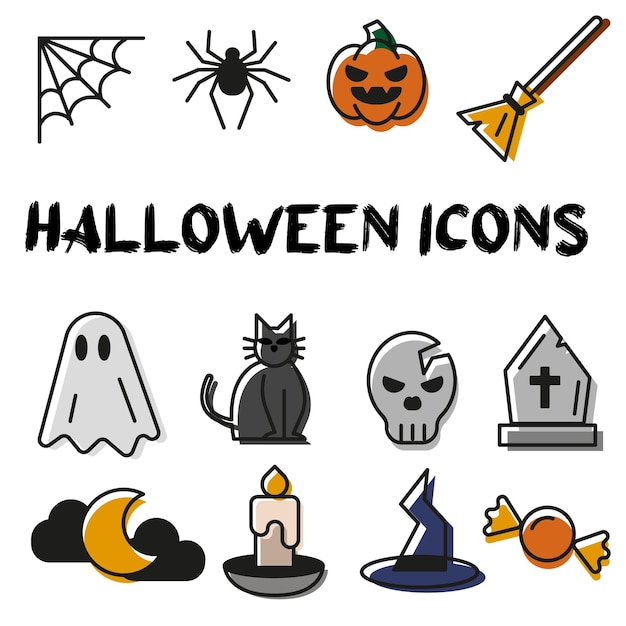 iconos de colores para Halloween