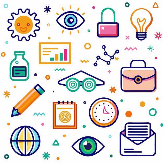 Iconos coloridos dibujados a mano de conceptos comerciales