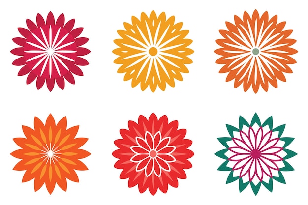 Iconos coloridos de la flor de la dalia