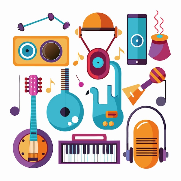 Iconos coloridos de instrumentos musicales