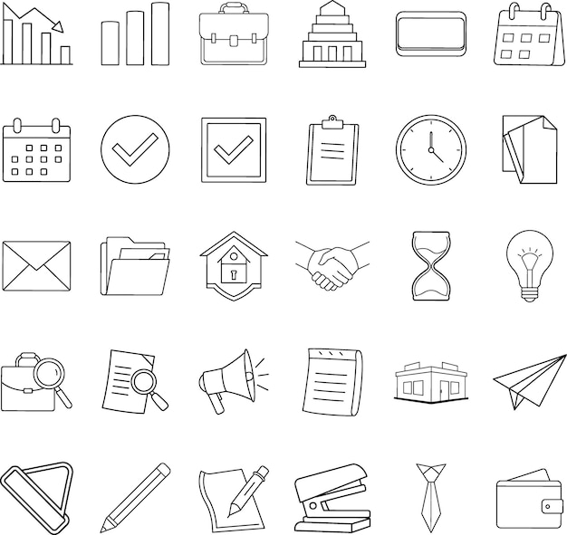 Iconos comerciales Finanzas Planificación y crecimiento del tiempo de la oficina