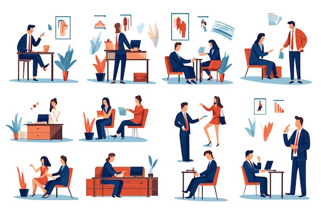 Vector iconos comerciales que representan reuniones