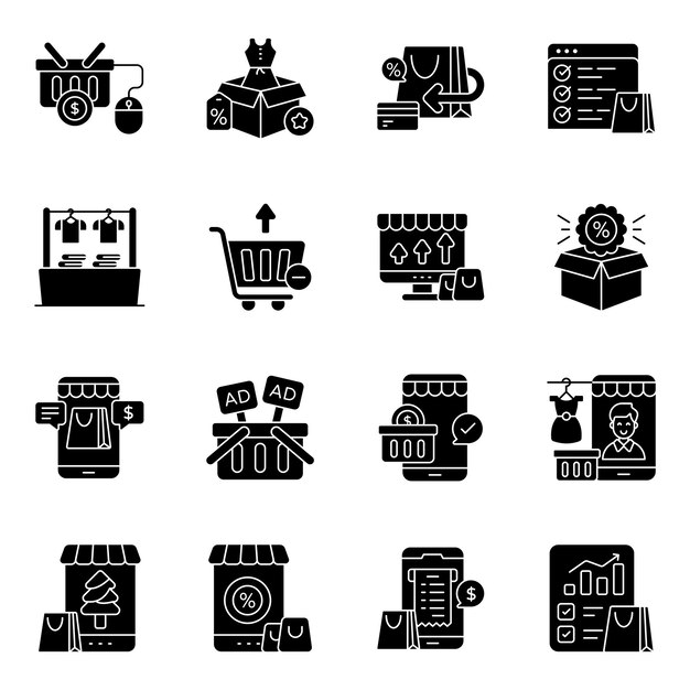 Iconos de comercio electrónico y compras en línea