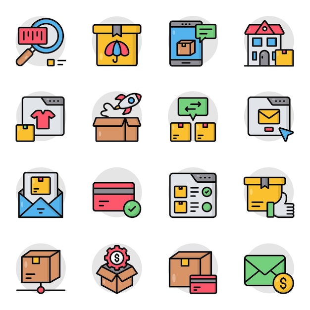 Iconos de comercio electrónico y entrega