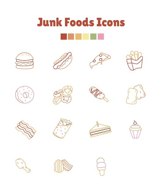 Iconos de comida chatarra