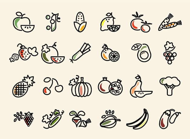 Los íconos de la comida combinados