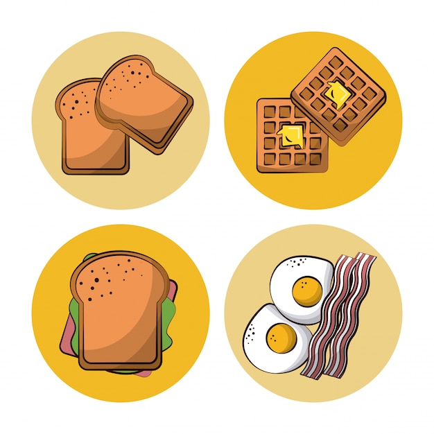 Iconos de comida de desayuno