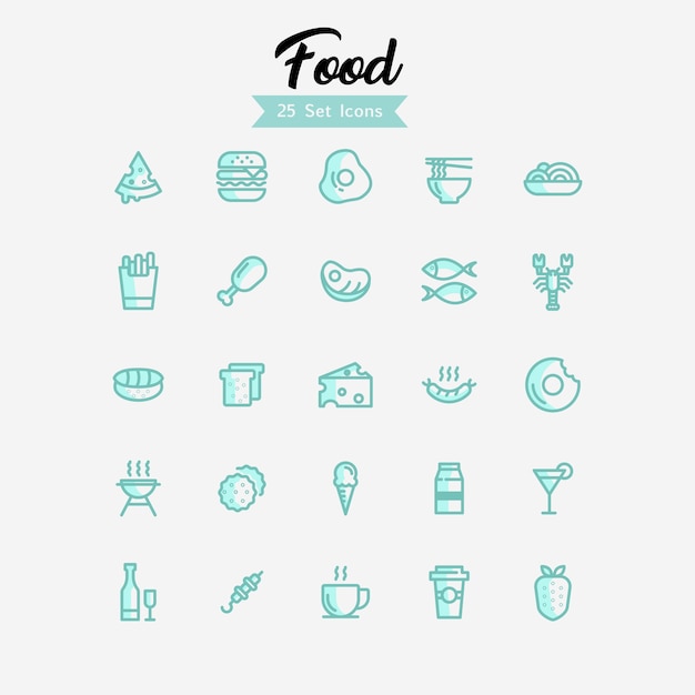 Vector iconos de comida de estilo moderno