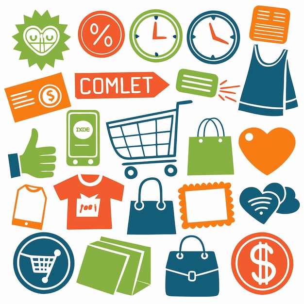 Iconos de compras de colores