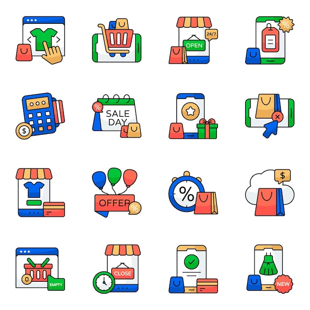 Iconos de compras de comercio electrónico