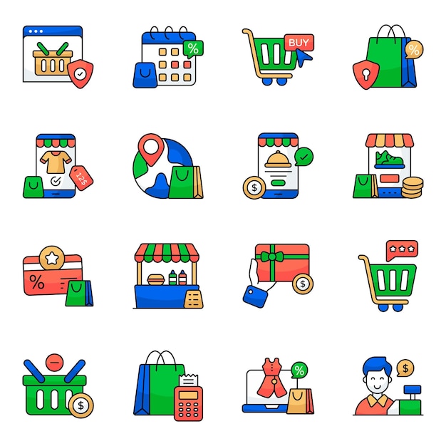 Iconos de compras y comercio electrónico