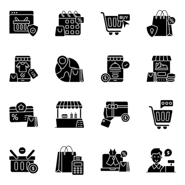 Iconos de compras en el comercio electrónico