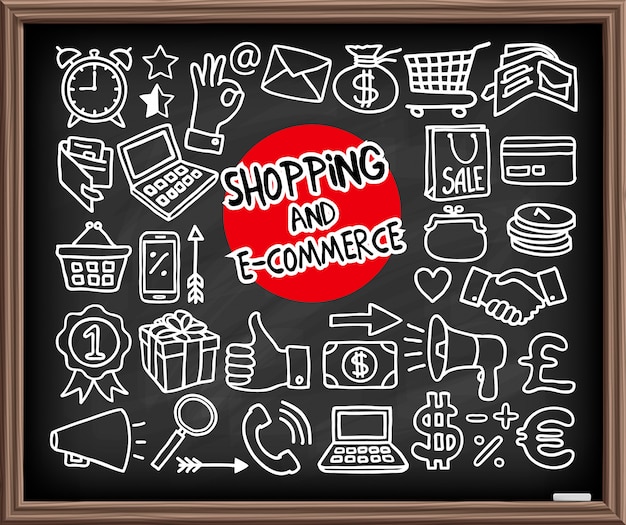 Iconos de compras Doodle