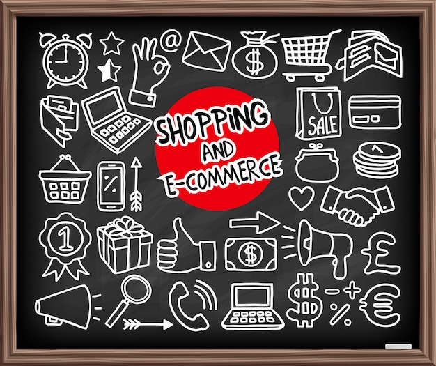 Iconos de compras doodle