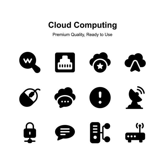 Iconos de computación en la nube creativamente elaborados en estilo moderno