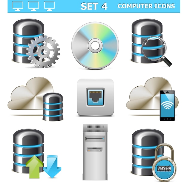 Vector iconos de computadora de vector set 4