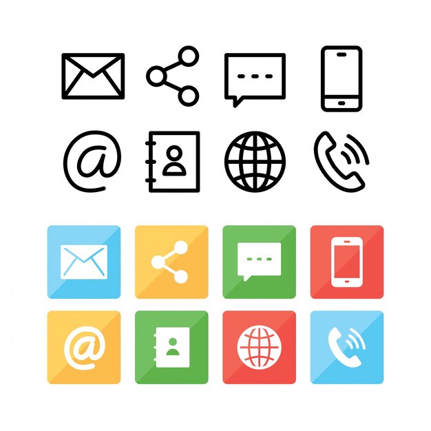 Vector iconos de comunicación y estilo de línea