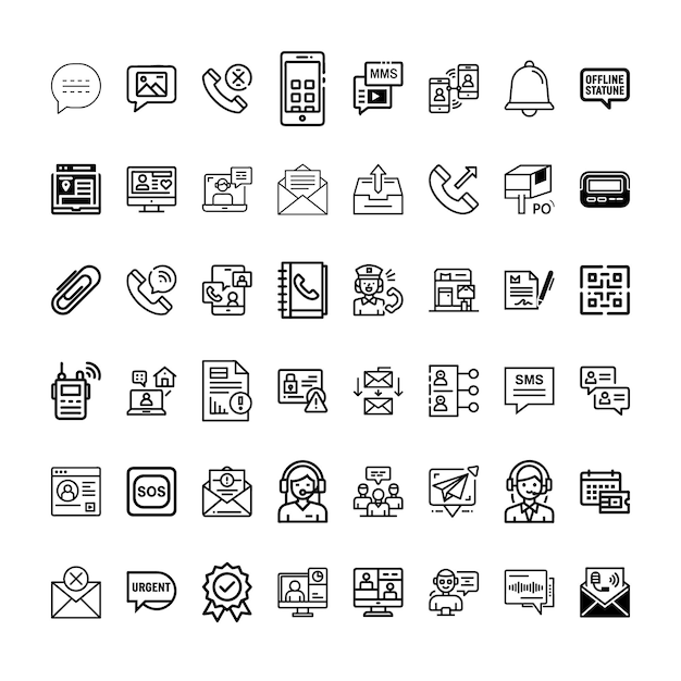 Iconos de comunicación y mensajería