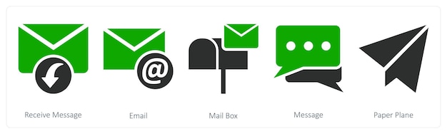 Iconos Comunicación de mensajes de correo electrónico y símbolos de buzón