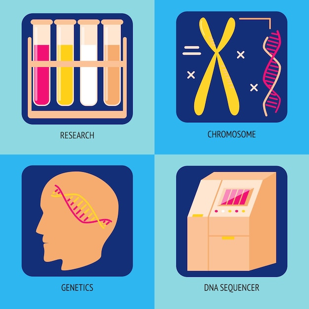 Iconos del concepto de investigación genética