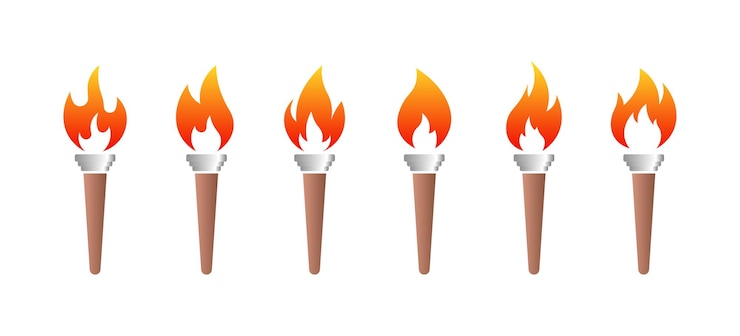 Vector iconos de conjunto de antorchas iconos del fuego iconos vectoriales de estilo plano