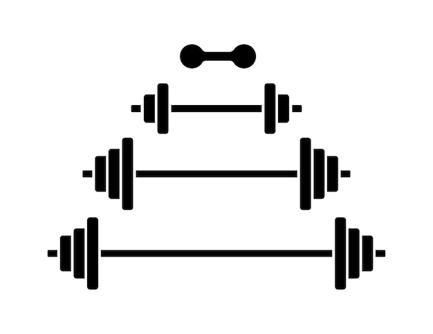 Iconos de conjunto de barbellos Estilo de silueta Iconos vectoriales