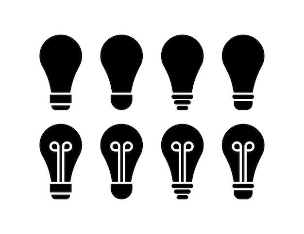 Iconos de conjunto de bombillas Icones vectoriales de estilo silueta