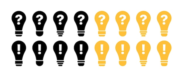 Iconos de conjunto de bombillas silueta estilo plano iconos vectoriales