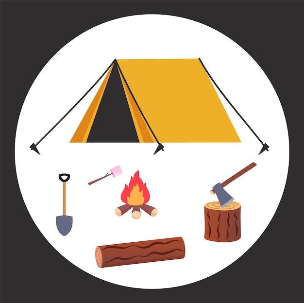 Iconos de conjunto de campamento