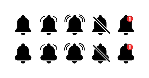 Iconos de conjunto de campanas Iconos vectoriales de estilo silueta