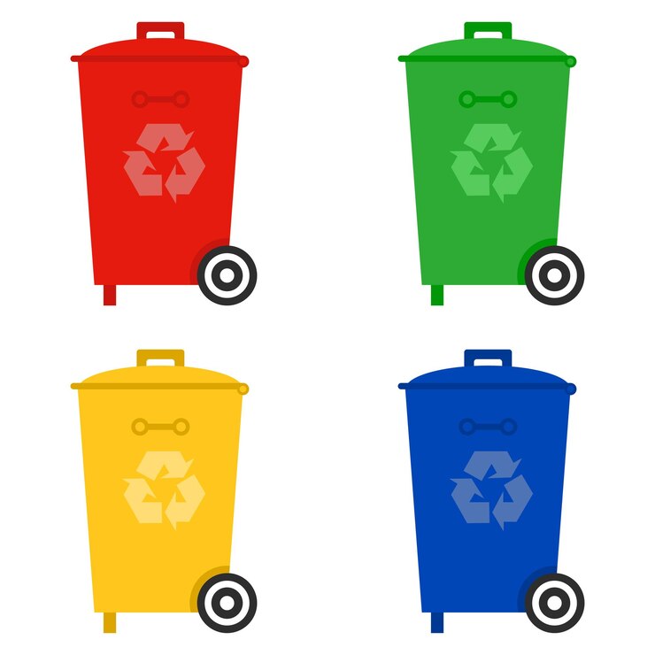 Vector iconos de conjunto de colores de basura