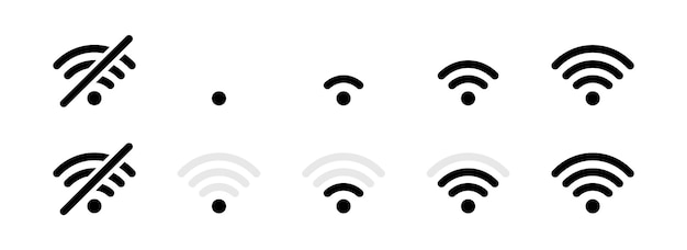 Iconos de conjunto de conexión Wi-Fi Iconos vectoriales de estilo lineal y plano