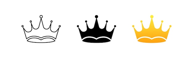 Iconos de conjunto de coronas Silueta lineal y estilo plano Iconos vectoriales