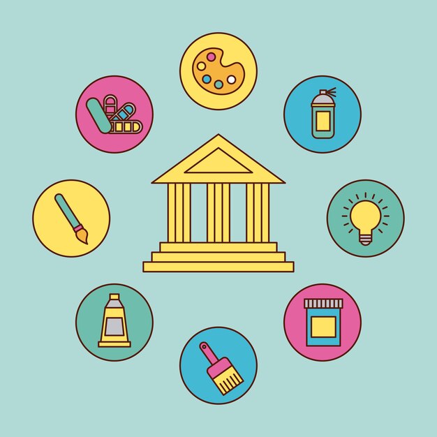 Iconos conjunto creatividad dibujar