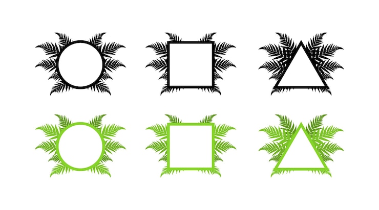 Vector iconos de conjunto de maquetas de arbustos iconos vectoriales de estilo plano y silueta