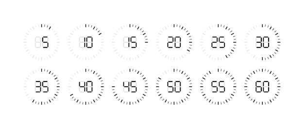 Iconos de conjunto de reloj Iconos vectoriales de estilo plano