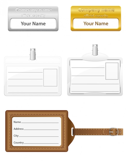 Iconos de conjunto de tarjeta de identificación.