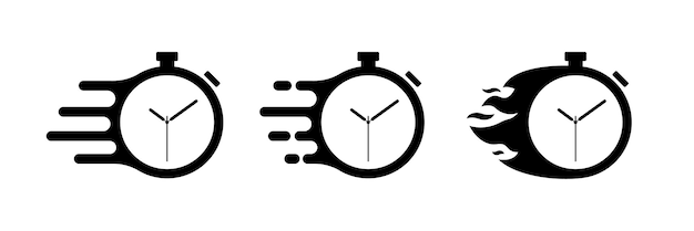 Iconos del conjunto de temporizadores Iconos vectoriales de estilo silueta