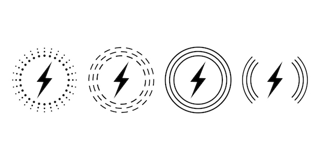 Iconos de conjunto de vectores de carga inalámbrica. símbolo de carga inalámbrica. 10 eps vectoriales.