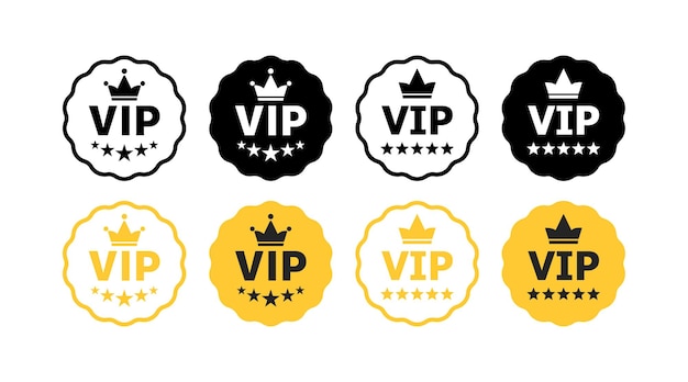 Iconos de conjunto VIP Estilo lineal plano y silueta Icones vectoriales
