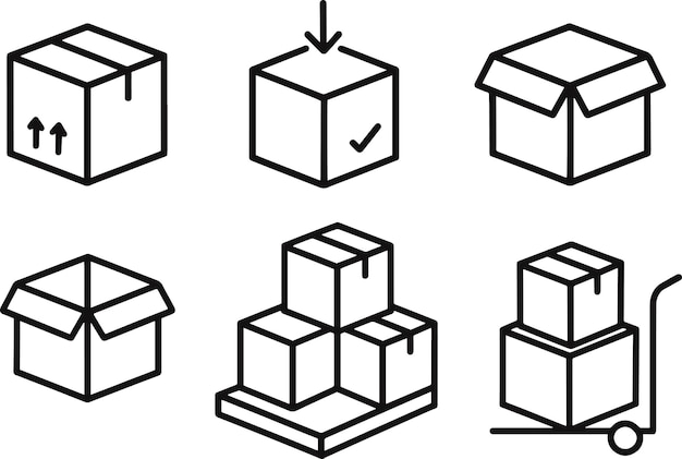 Iconos de conjuntos de cajas de paquetes
